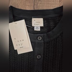 a.new day Black Knit Button Cardigan
